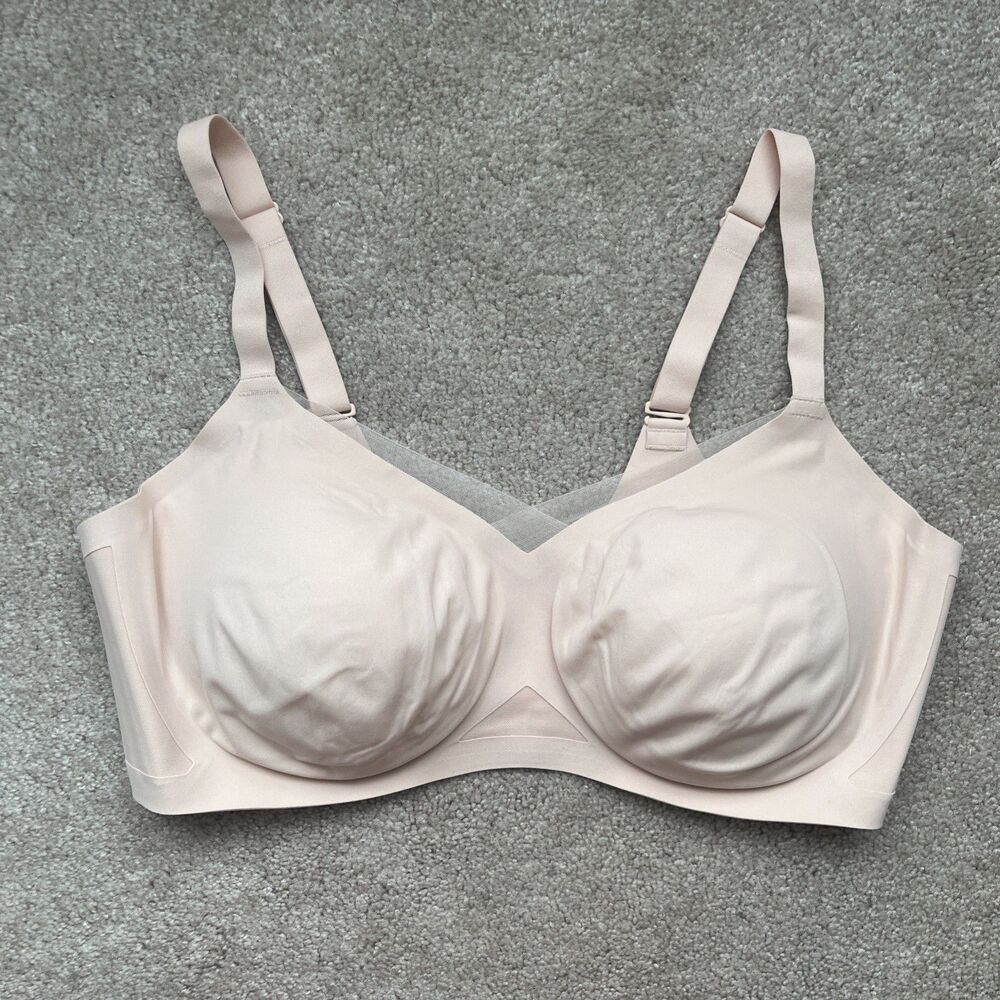 Honeylove Crossover Bra 1X 40C/D Blush Pink Wireless Seamless Comfort Mesh Soft